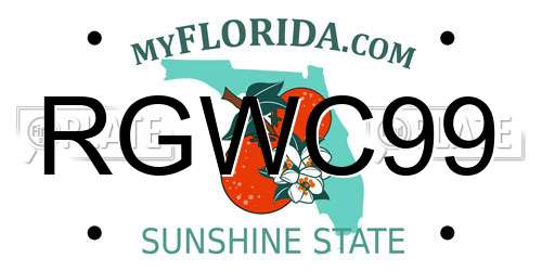 RGWC99 Florida License Plate