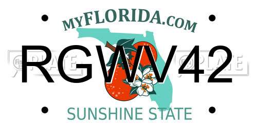RGWV42 Florida License Plate