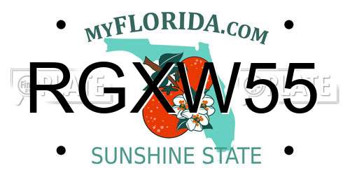 RGXW55 Florida License Plate