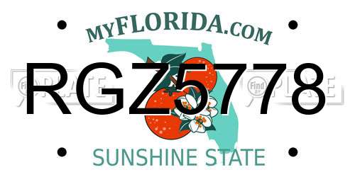 RGZ5778 Florida License Plate