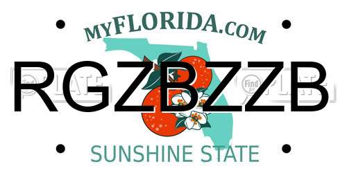 RGZBZZB Florida License Plate