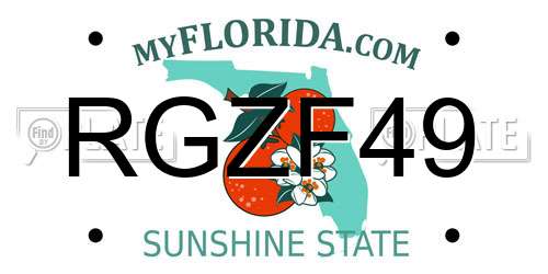 RGZF49 Florida License Plate