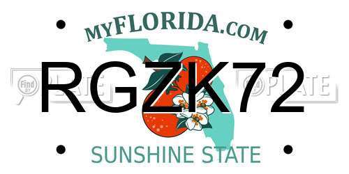 RGZK72 Florida License Plate