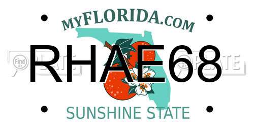 RHAE68 Florida License Plate
