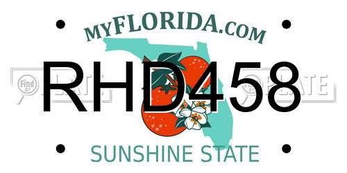 RHD458 Florida License Plate