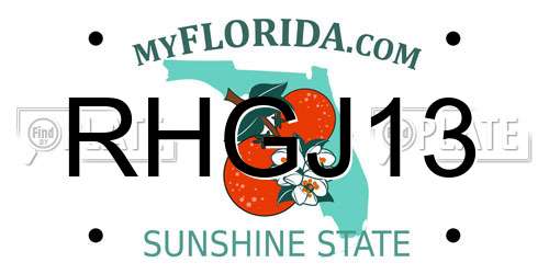 RHGJ13 Florida License Plate