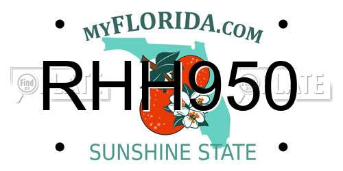 RHH950 Florida License Plate