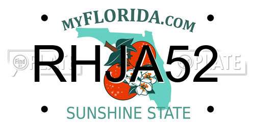 RHJA52 Florida License Plate