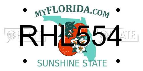 RHL554 Florida License Plate