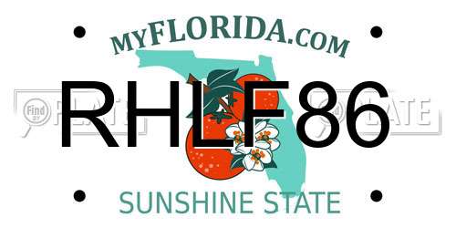 RHLF86 Florida License Plate