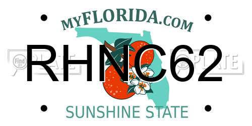 RHNC62 Florida License Plate