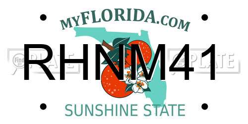 RHNM41 Florida License Plate