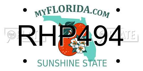 RHP494 Florida License Plate