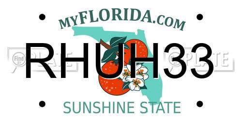 RHUH33 Florida License Plate
