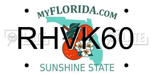 RHVK60 Florida License Plate