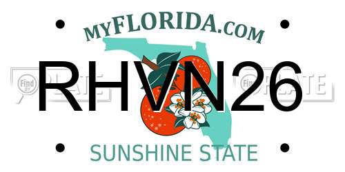 RHVN26 Florida License Plate
