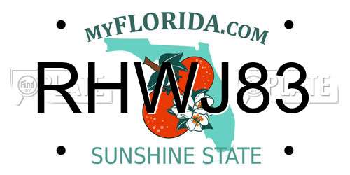 RHWJ83 Florida License Plate