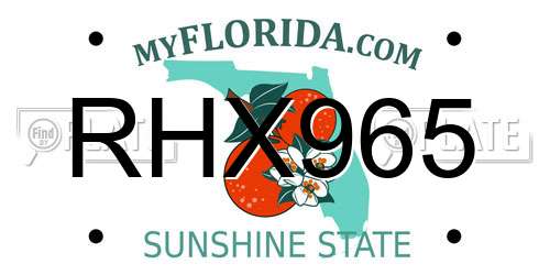 RHX965 Florida License Plate