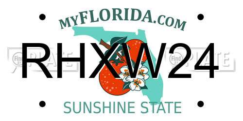 RHXW24 Florida License Plate