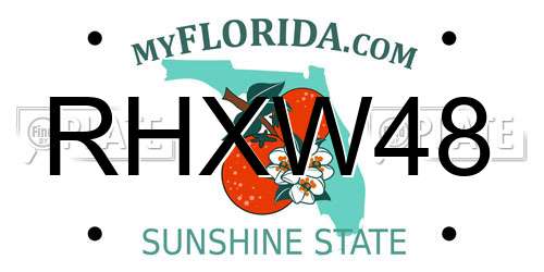 RHXW48 Florida License Plate