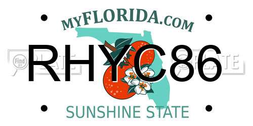 RHYC86 Florida License Plate