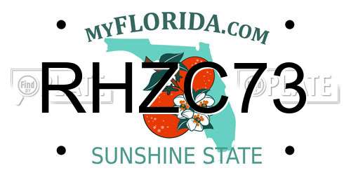 RHZC73 Florida License Plate