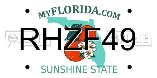 RHZF49 Florida License Plate
