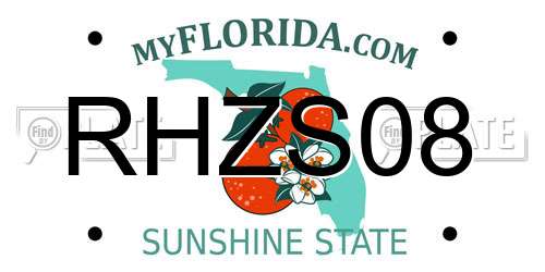 RHZS08 Florida License Plate