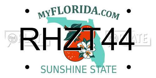 RHZT44 Florida License Plate