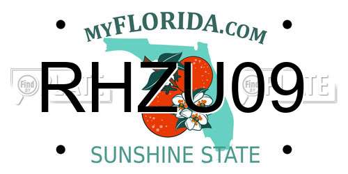 RHZU09 Florida License Plate
