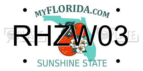 RHZW03 Florida License Plate