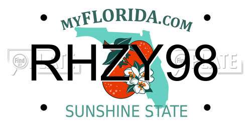 RHZY98 Florida License Plate