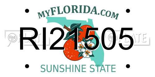 RI21505 Florida License Plate