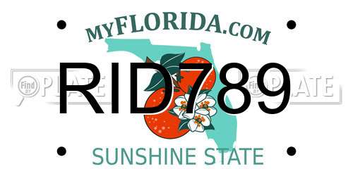RID789 Florida License Plate
