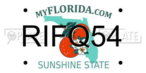 RIFQ54 Florida License Plate