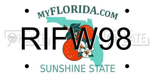 RIFW98 Florida License Plate