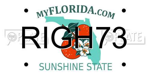 RIGH73 Florida License Plate