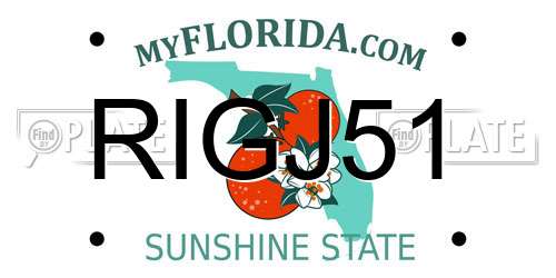 RIGJ51 Florida License Plate