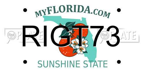 RIGT73 Florida License Plate