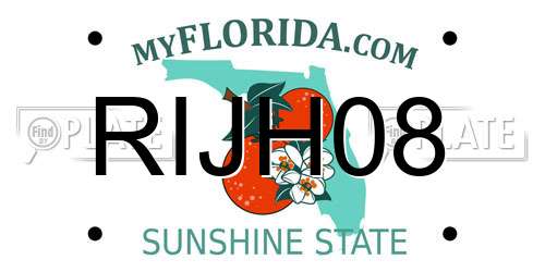 RIJH08 Florida License Plate