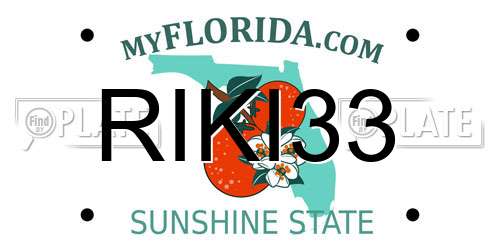 RIKI33 Florida License Plate