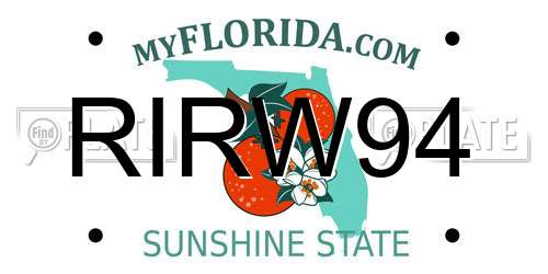 RIRW94 Florida License Plate