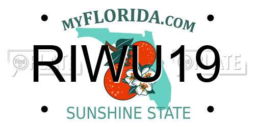 RIWU19 Florida License Plate