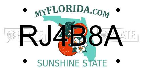 RJ4B8A Florida License Plate