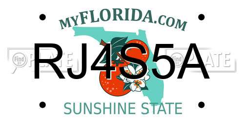 RJ4S5A Florida License Plate