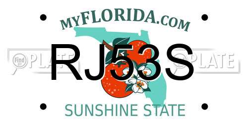 RJ53S Florida License Plate