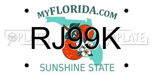 RJ99K Florida License Plate