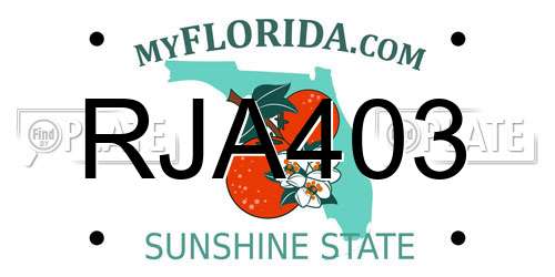 RJA403 Florida License Plate