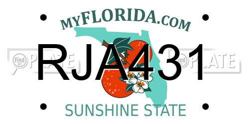 RJA431 Florida License Plate