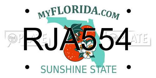 RJA554 Florida License Plate